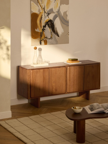 Tủ Console Gỗ Tần Bì Chân Thấp Lema