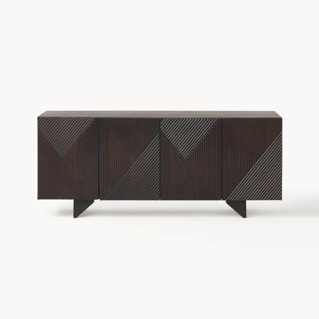 Tủ Console Bắt Vân Gỗ Chéo 3D Sang Trọng Prisma