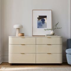 Tủ Gỗ Quần Áo 6 Ngăn Kéo Bo Góc Premium Luna Cream