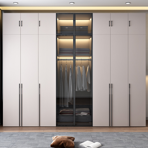 Hệ Tủ Quần Áo Cao Trần Hiện Đại 240x200cm Phối Kính Cường Lực