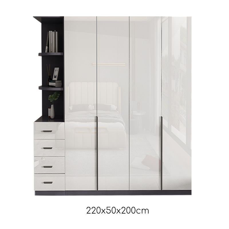 Hệ Tủ Quần Áo Cao Trần Hiện Đại 240x200cm Phối Kính Cường Lực