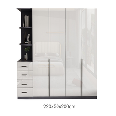 Hệ Tủ Quần Áo Cao Trần Hiện Đại 240x200cm Phối Kính Cường Lực