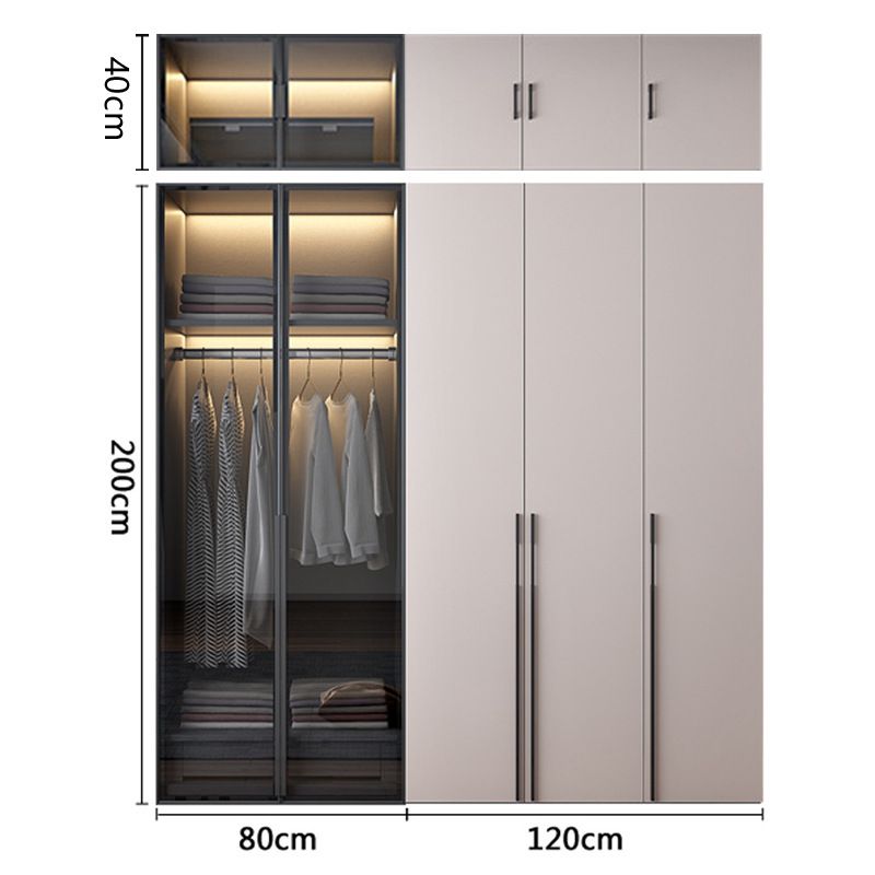 Hệ Tủ Quần Áo Cao Trần Hiện Đại 240x200cm Phối Kính Cường Lực