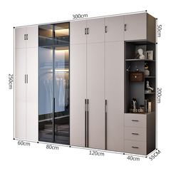 Hệ Tủ Quần Áo Cao Trần Hiện Đại 240x200cm Phối Kính Cường Lực