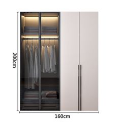 Hệ Tủ Quần Áo Cao Trần Hiện Đại 240x200cm Phối Kính Cường Lực