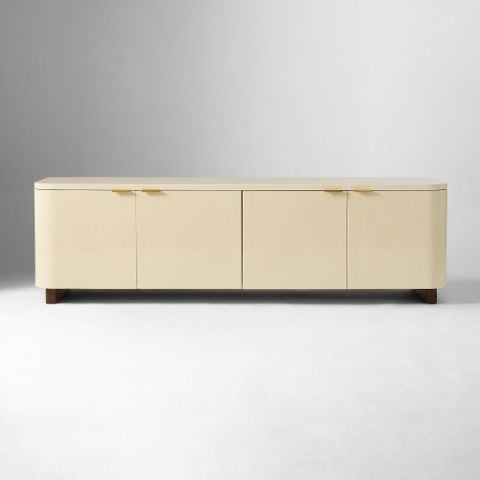 Tủ Tivi Hiện Đại Màu Kem Bóng Chân Gỗ Premium Luna Cream