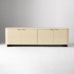 Tủ Tivi Hiện Đại Màu Kem Bóng Chân Gỗ Premium Luna Cream