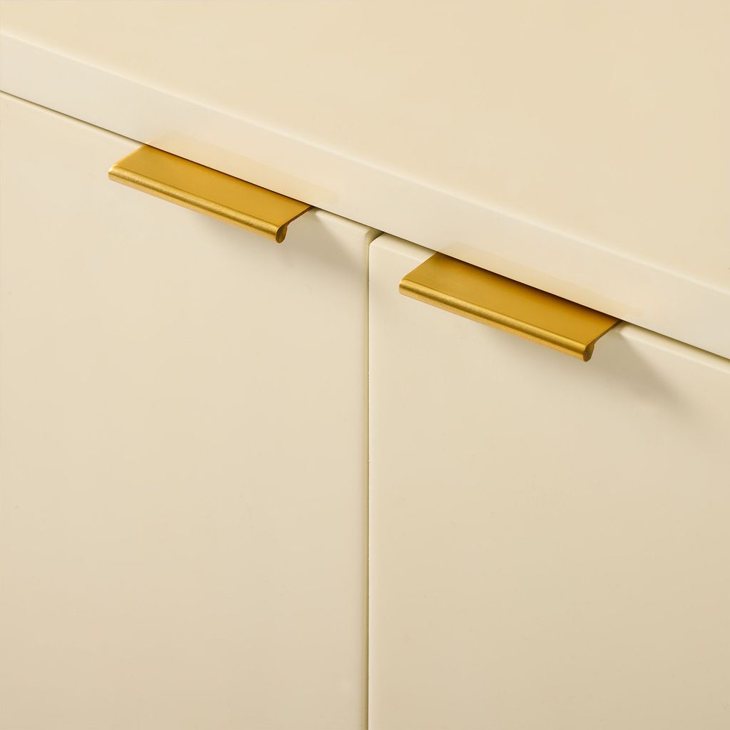 Tủ Tivi Hiện Đại Màu Kem Bóng Chân Gỗ Premium Luna Cream