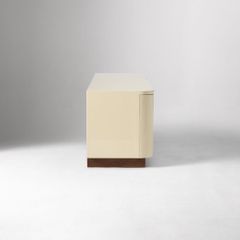 Tủ Tivi Hiện Đại Màu Kem Bóng Chân Gỗ Premium Luna Cream