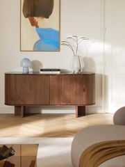 Tủ Console Mặt Đá Bo Tròn Sang Trọng Luna