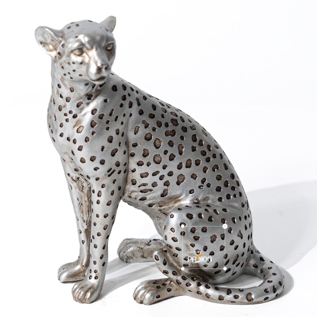 Tượng Báo Jaguar Màu Bạc Trang Trí
