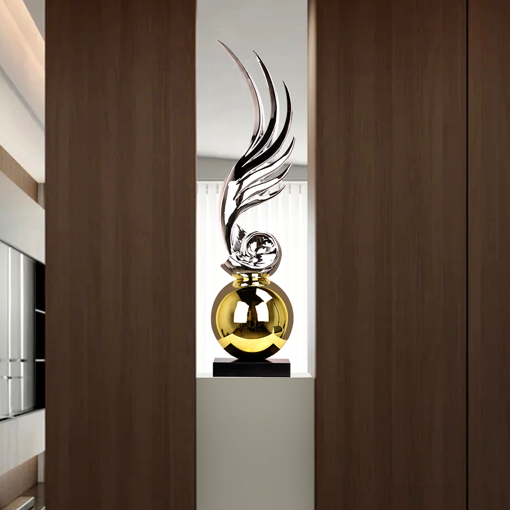 Tượng Trang Trí Để Sàn Hình Cánh Chim Mạ Điện