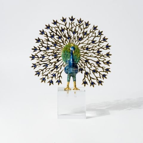 Tượng Decor Chim Công Đế Pha Lê Phong Cách Châu Âu