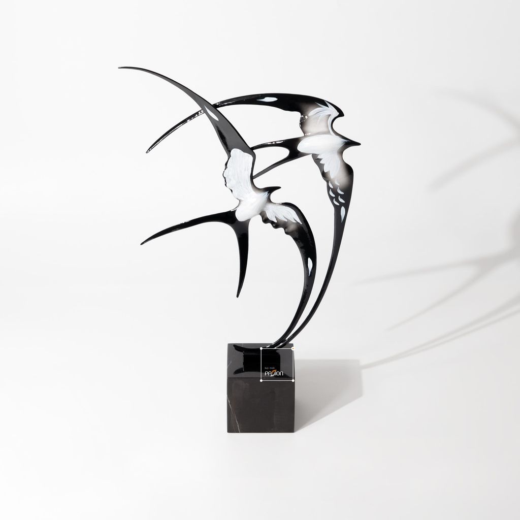 Đồ Trang Trí Nội Thất Hình Đôi Chim Én Kim Loại Cánh Dài