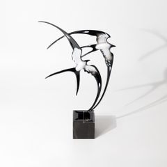 Đồ Trang Trí Nội Thất Hình Đôi Chim Én Kim Loại Cánh Dài