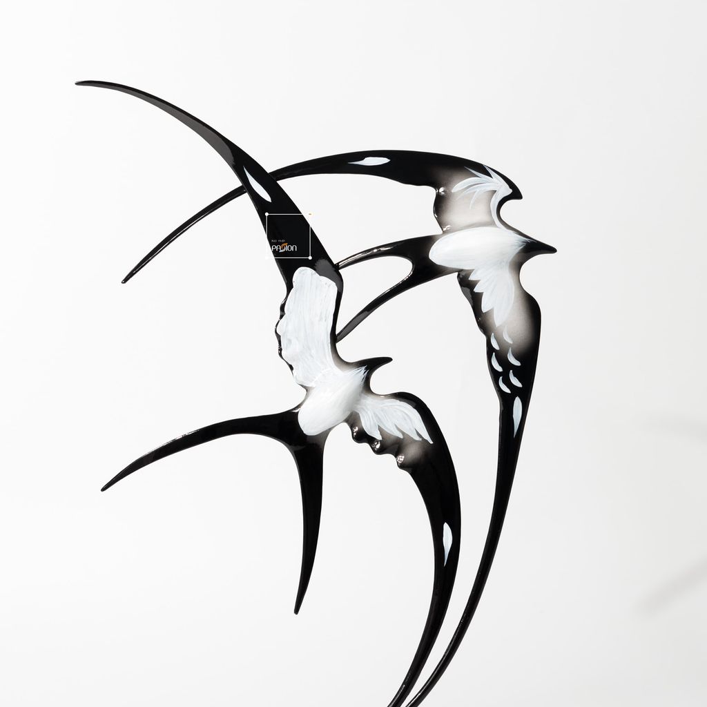 Đồ Trang Trí Nội Thất Hình Đôi Chim Én Kim Loại Cánh Dài