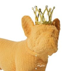 Tượng Decor Chó Đấu Bò Đội Vương Miện Sang Trọng Màu Vàng Hồng