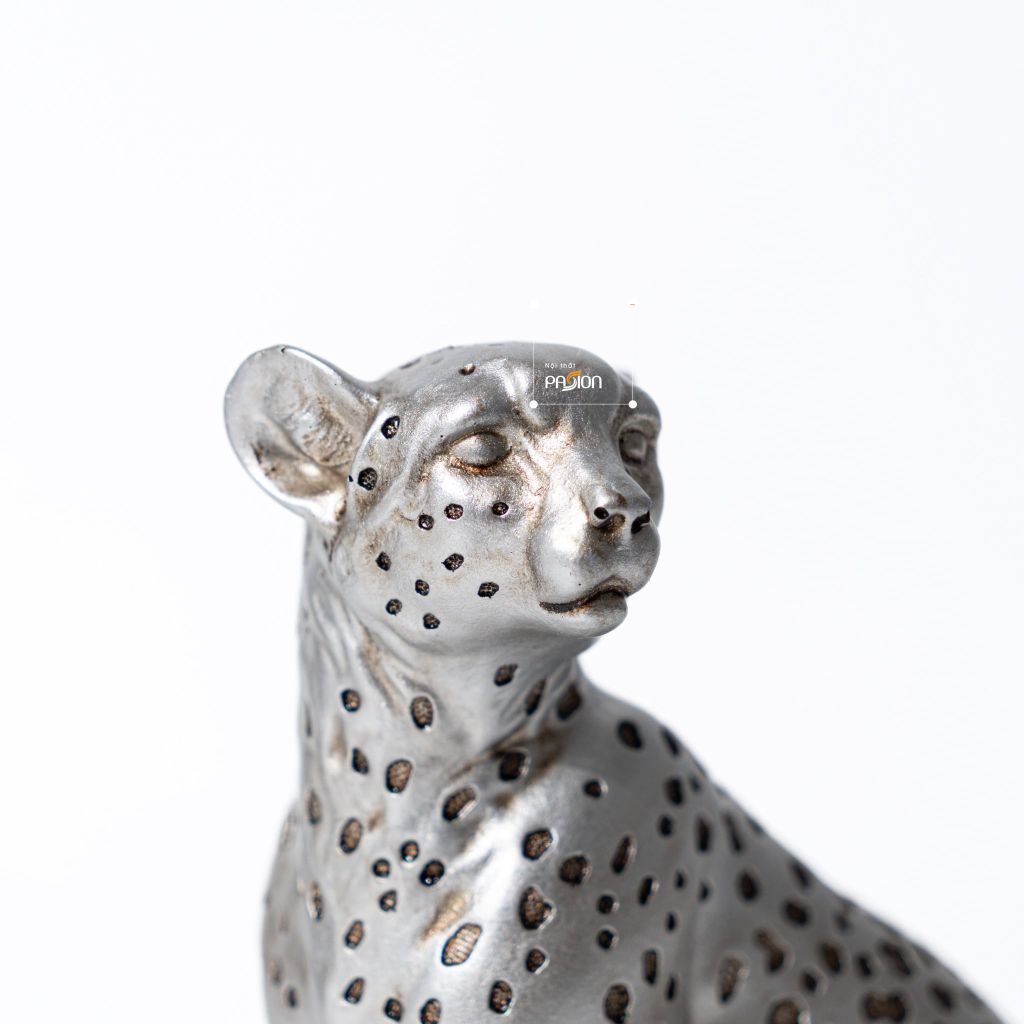 Tượng Báo Jaguar Màu Bạc Trang Trí