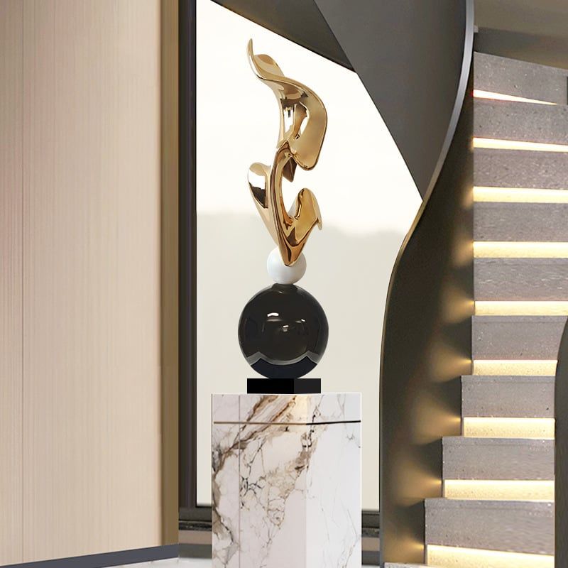 Tượng Trang Trí Để Sàn Hình Lụa Sóng Nước Hiện Đại