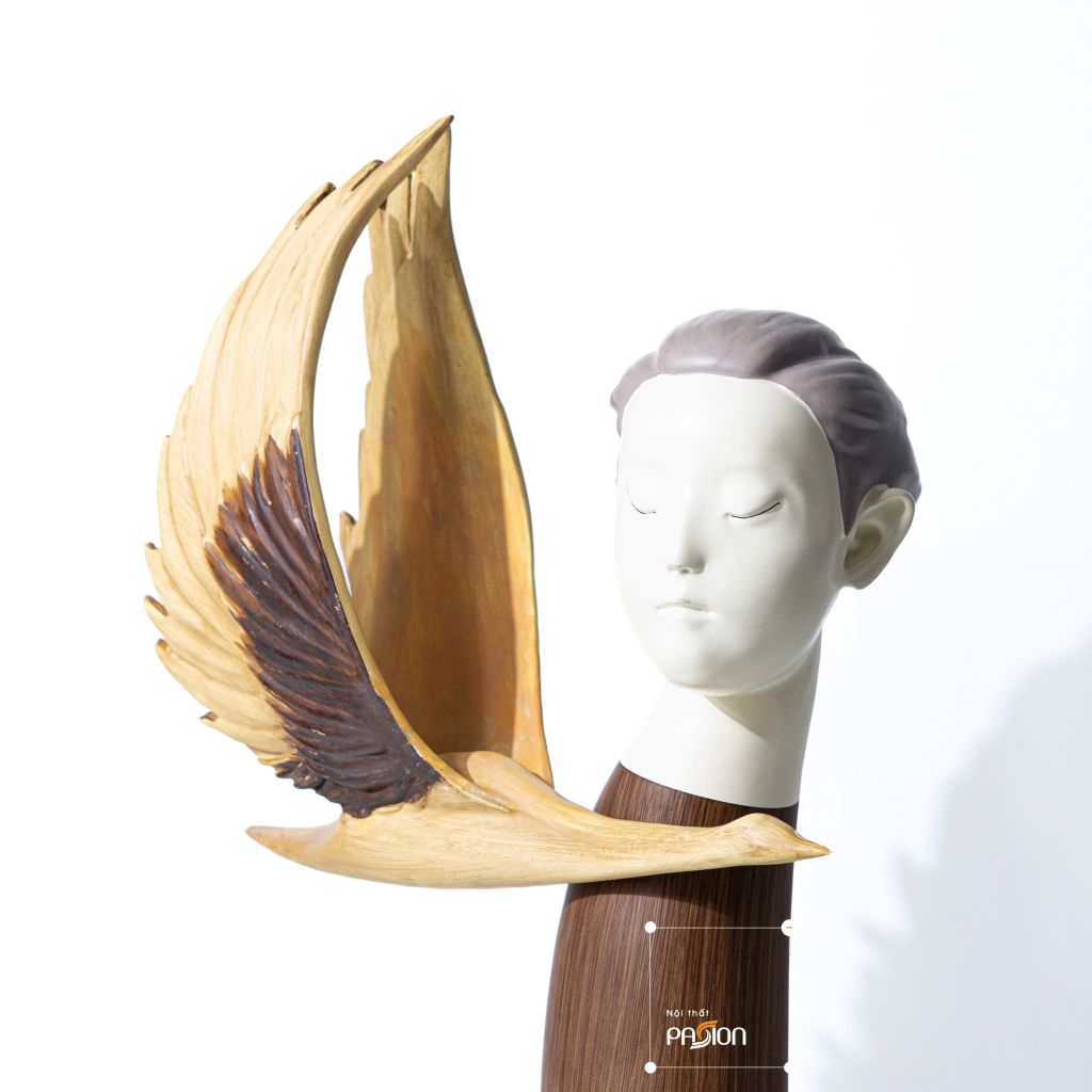 Tượng Trang Trí Thiên Thần Ảo Ảnh Phong Cách Nâu Wabi Sabi