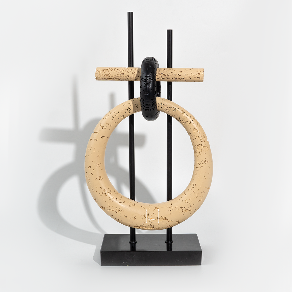 Tượng Decor Khối Tròn Hình Học Đế Đá Marble Wabi Sabi