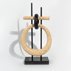 Tượng Decor Khối Tròn Hình Học Đế Đá Marble Wabi Sabi