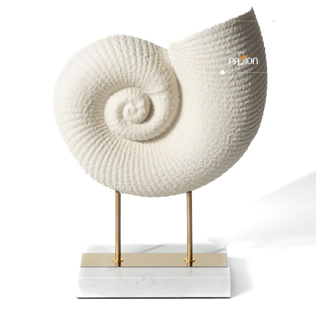 Tượng decor vỏ sò phong cách wabi sabi màu trắng kem