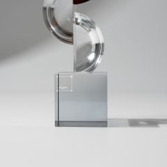 Tượng Pha Lê K9 Vòng Xoắn Bán Nguyệt Nghệ Thuật Màu Cam Phối