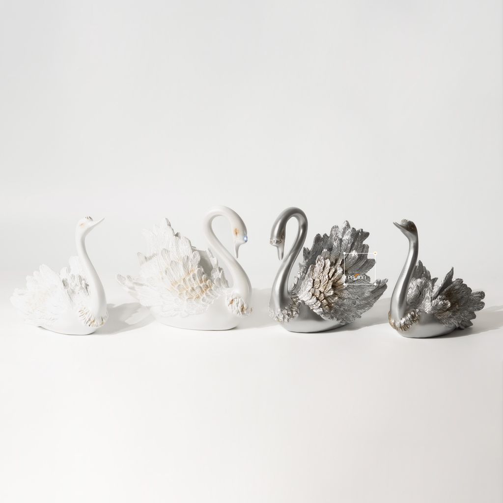 Tượng Đôi Thiên Nga Màu Ngọc Trai Châu Âu Hiện Đại