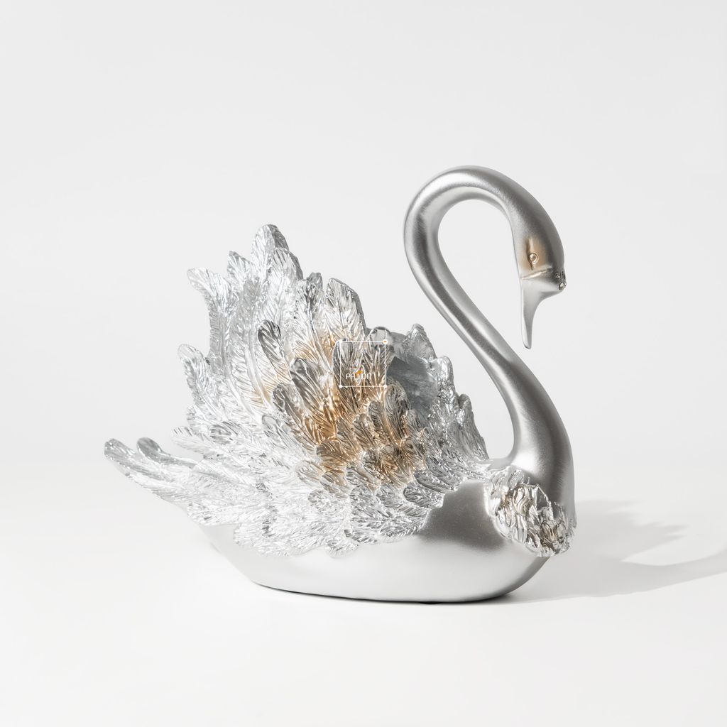 Tượng Đôi Thiên Nga Màu Ngọc Trai Châu Âu Hiện Đại