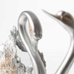 Tượng Đôi Thiên Nga Màu Ngọc Trai Châu Âu Hiện Đại