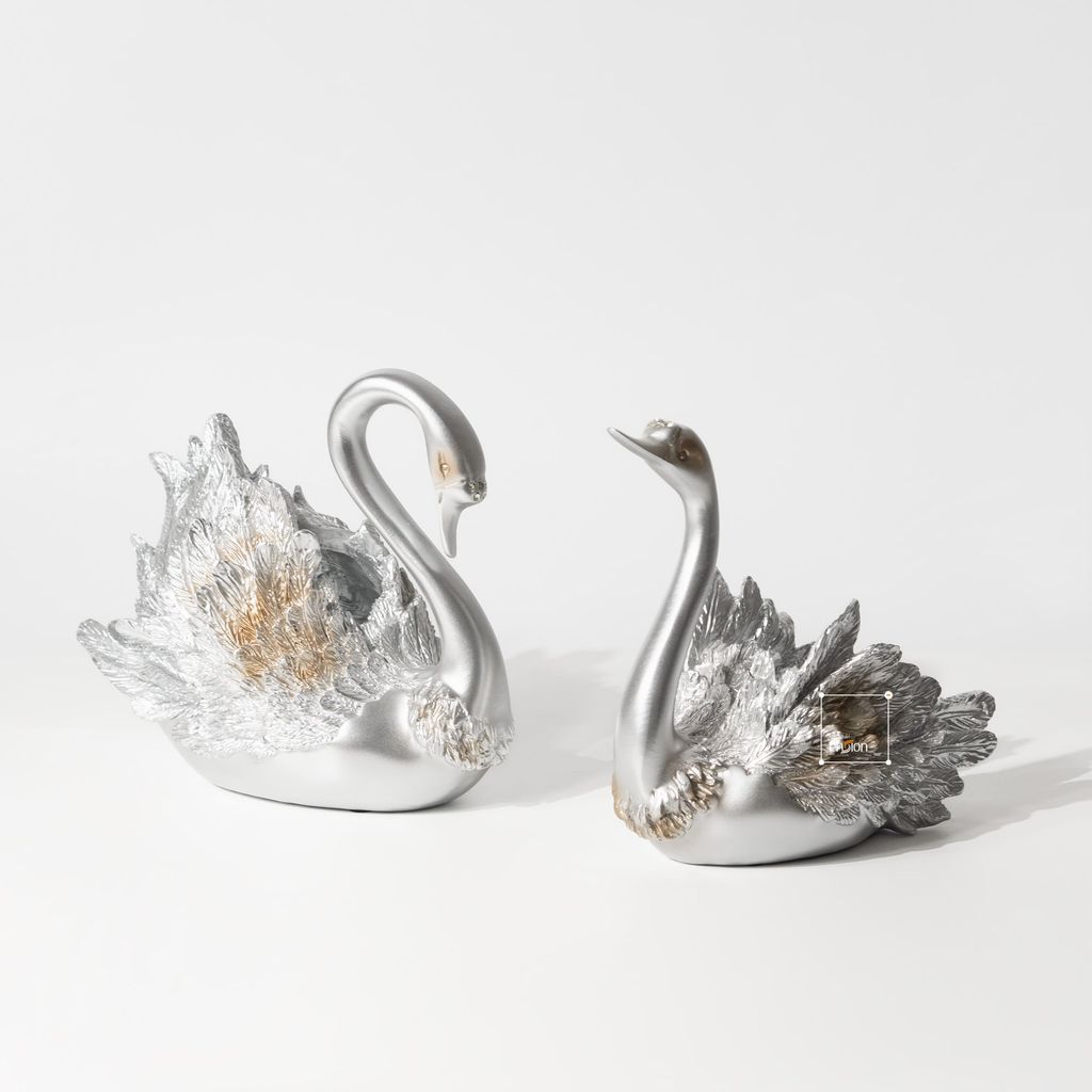 Tượng Đôi Thiên Nga Màu Ngọc Trai Châu Âu Hiện Đại