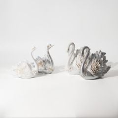 Tượng Đôi Thiên Nga Màu Ngọc Trai Châu Âu Hiện Đại