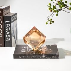 Tượng Trang Trí Khối Rubik Pha Lê Hổ Phách Sang Trọng