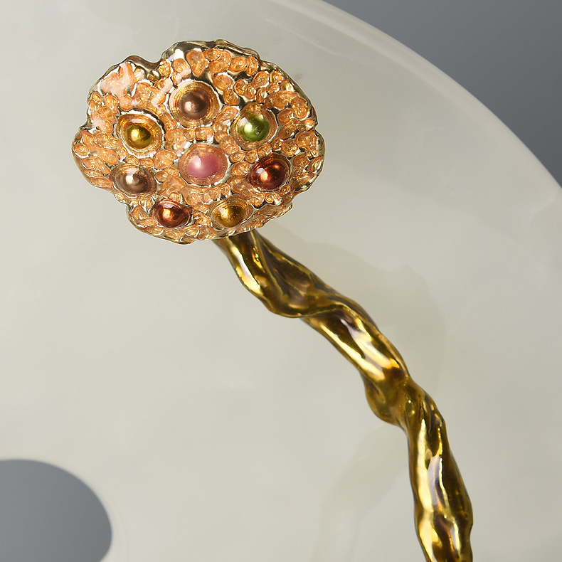 Tượng Trang Trí Đĩa Ngọc Bích Chuồn Chuồn Hoa Sen