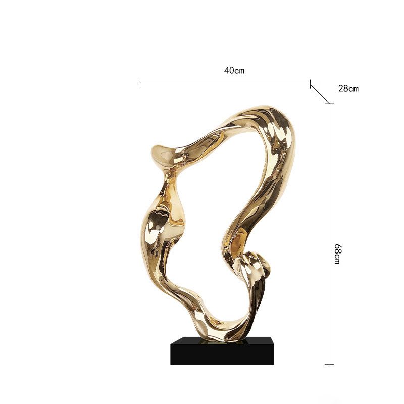 Tượng Nghệ Thuật Trừu Tượng Composite Mạ Titan Vàng Gương