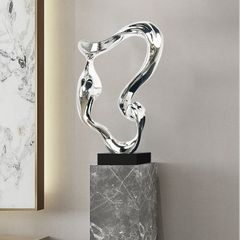 Tượng Nghệ Thuật Trừu Tượng Composite Mạ Titan Vàng Gương