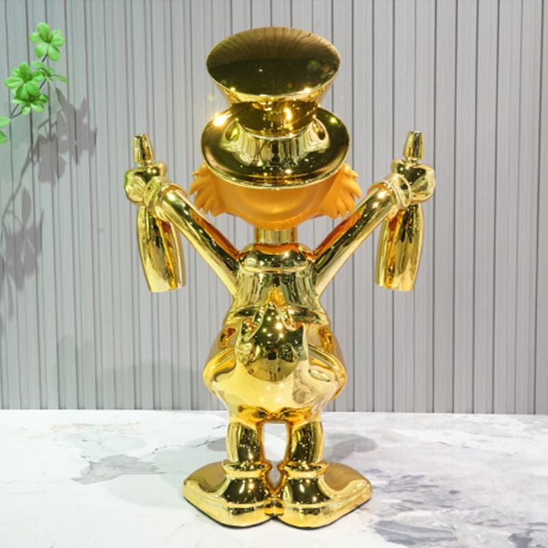 Tượng Vịt May Mắn Composite Mạ Titan Vàng Gương Bạc