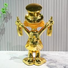 Tượng Vịt May Mắn Composite Mạ Titan Vàng Gương Bạc