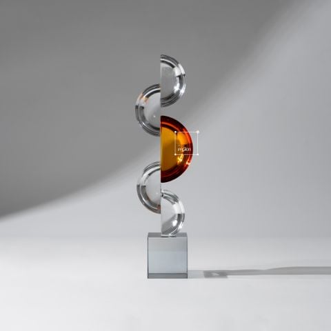 Tượng Pha Lê K9 Vòng Xoắn Bán Nguyệt Nghệ Thuật Màu Cam Phối