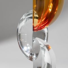 Tượng Pha Lê K9 Vòng Xoắn Bán Nguyệt Nghệ Thuật Màu Cam Phối