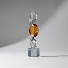 Tượng Pha Lê K9 Vòng Xoắn Bán Nguyệt Nghệ Thuật Màu Cam Phối