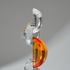 Tượng Pha Lê K9 Vòng Xoắn Bán Nguyệt Nghệ Thuật Màu Cam Phối