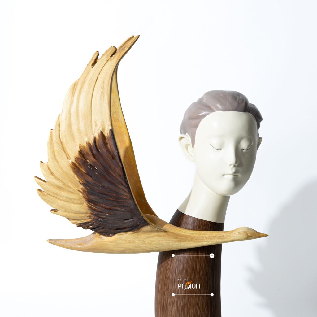 Tượng Trang Trí Thiên Thần Ảo Ảnh Phong Cách Nâu Wabi Sabi