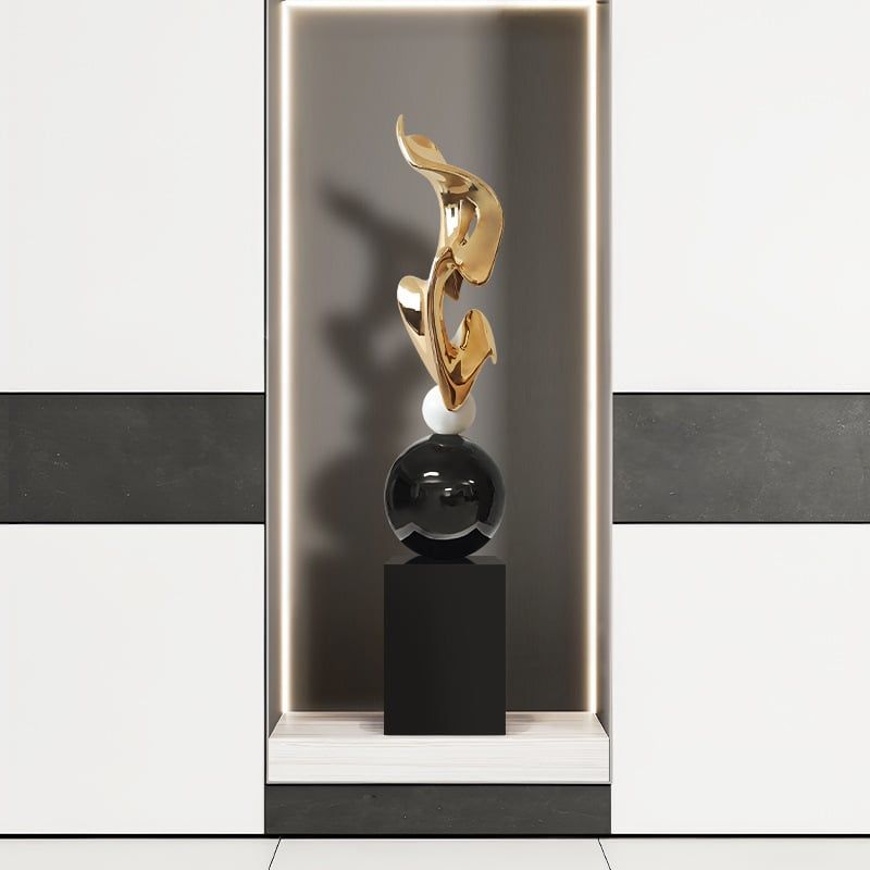 Tượng Trang Trí Để Sàn Hình Lụa Sóng Nước Hiện Đại