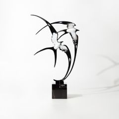 Đồ Trang Trí Nội Thất Hình Đôi Chim Én Kim Loại Cánh Dài