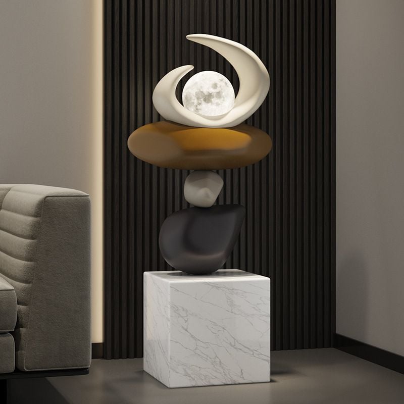 Tượng Trang Trí Kiểu Đá Lật Phối Trăng Tròn