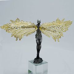 Tượng Trang Trí Hình Thiên Thần Tự Do Đôi Cánh Kim Loại