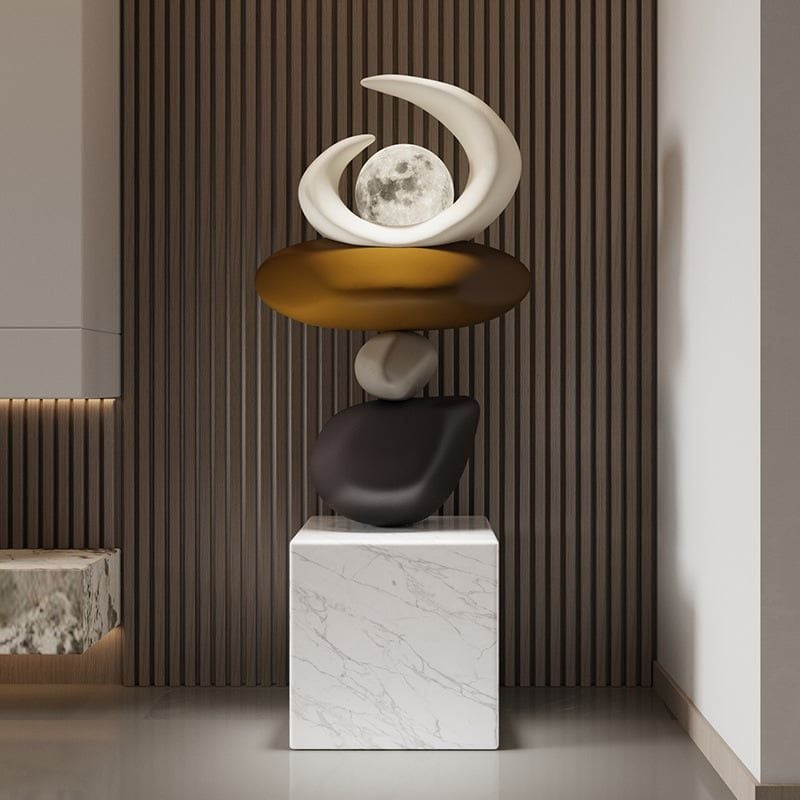 Tượng Trang Trí Kiểu Đá Lật Phối Trăng Tròn