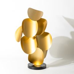 Tượng Trang Trí Bằng Kim Loại Lá Tròn Xếp Tầng Mô Hình